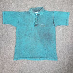 Vintage Bulurru Mens Size M Design Graphic Polo Shirt Blue Black Australia Made